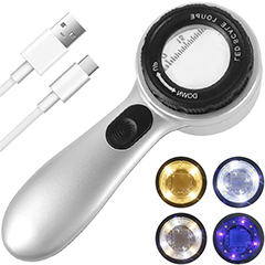 8690 Scaled Illuminated Magnifier 30X Rechargeable | 4 Colored Led - 1