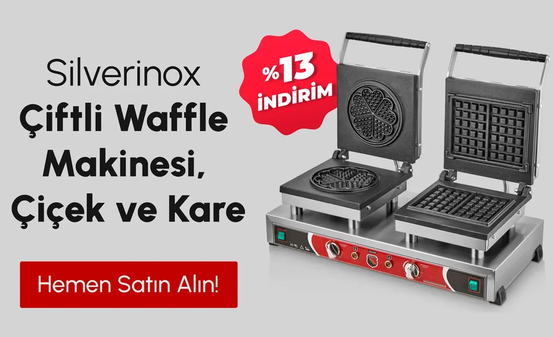 Silverinox İkili Waffle Makinesi Çiçek ve Kare