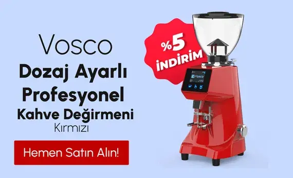 Vosco A 80 Dozaj Ayarlı Profesyonel Kahve Değirmeni Kırmızı
