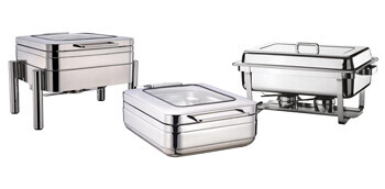 Square Chafing Dishes with Glass Lids