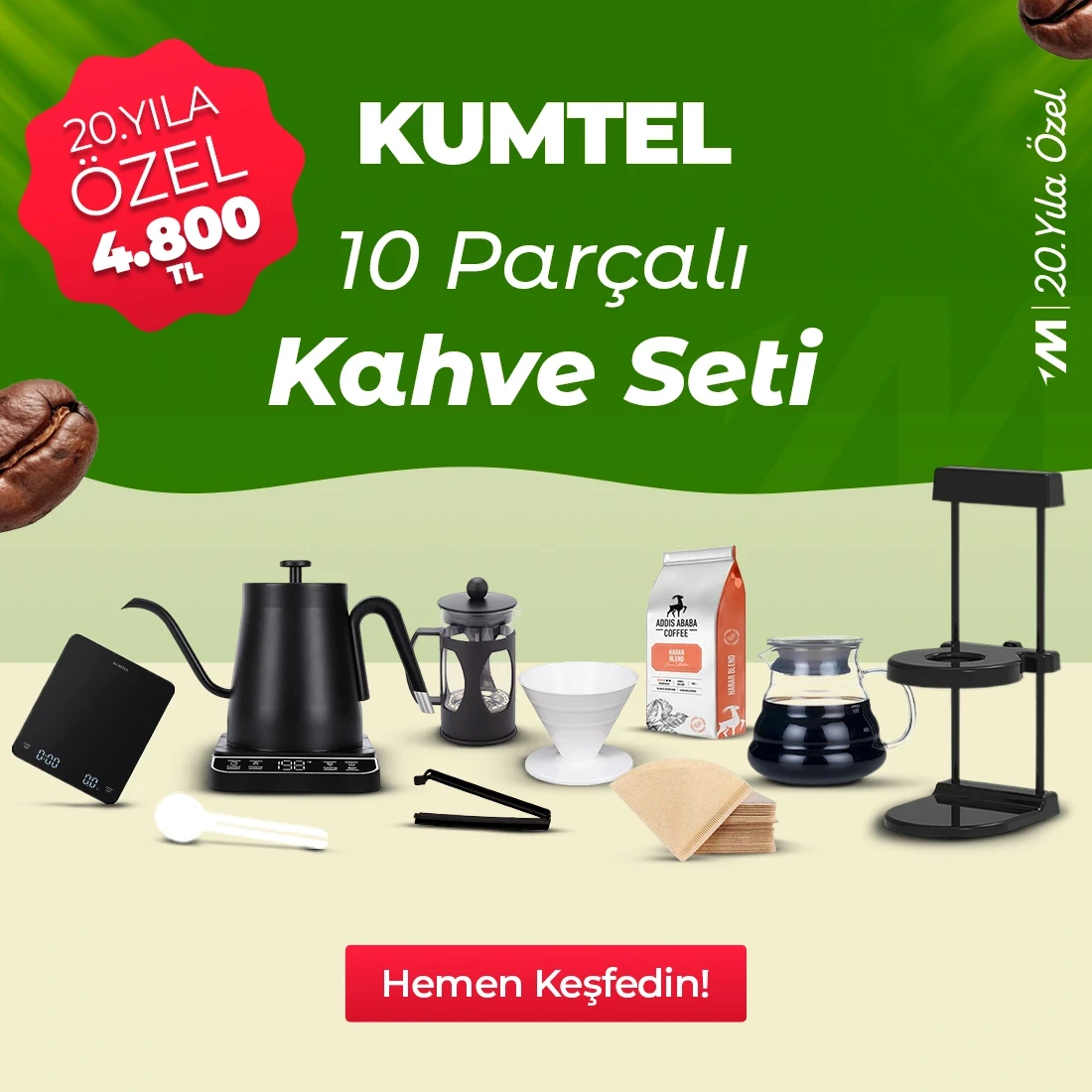 Kumtel 10 Parçalı Kahve Seti Sadece 4.800 TL!