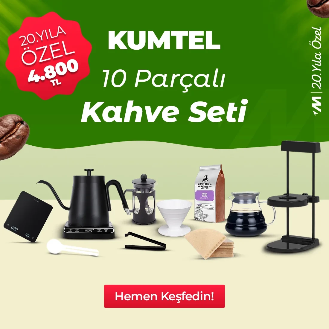 Kumtel 10 Parçalı Kahve Seti Sadece 4.800 TL!