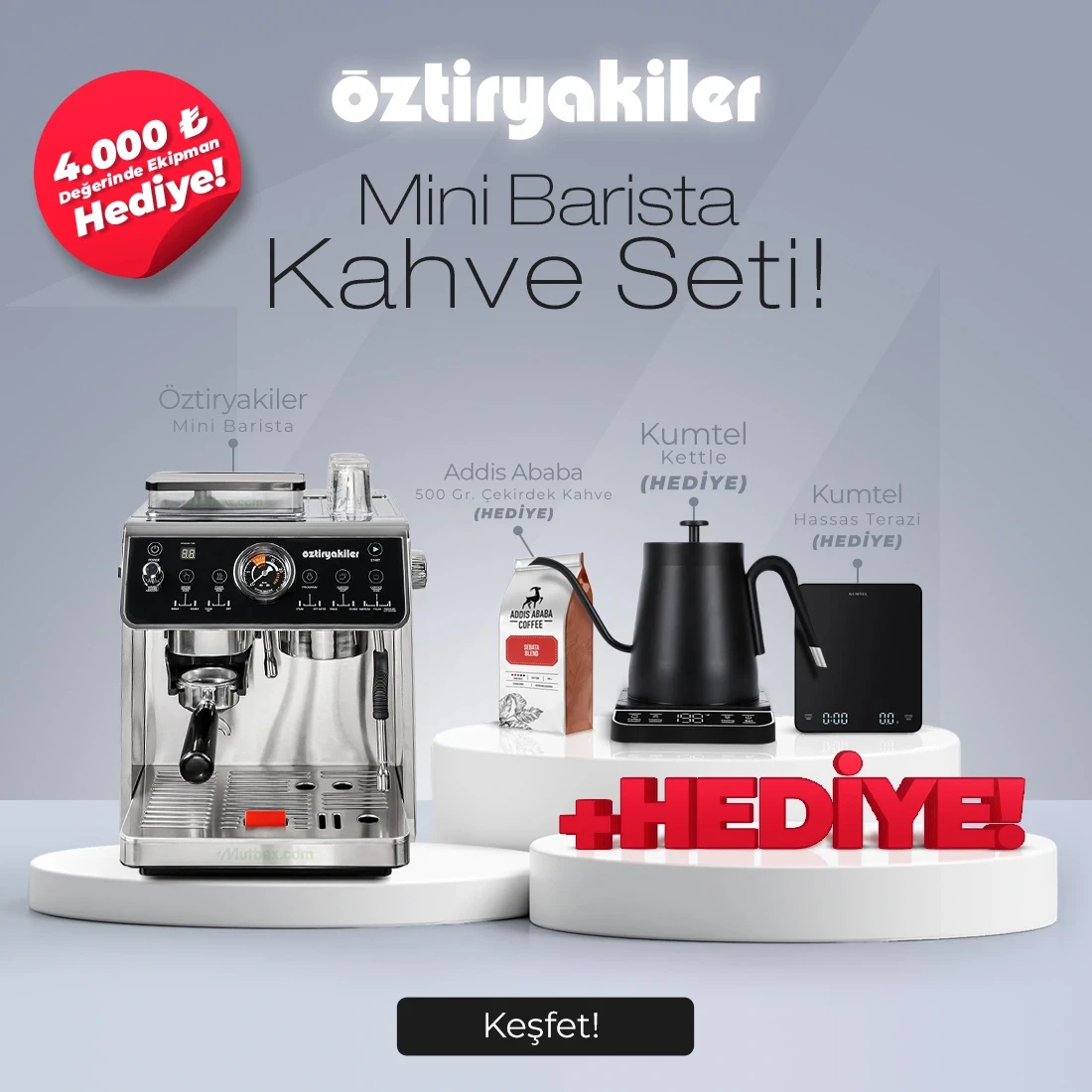 Öztiryakiler Mini Barista Espresso Kahve Makinesi Hediyeli Ürün Kampanyası