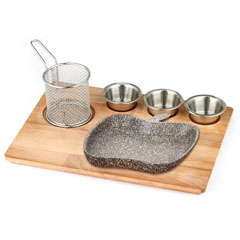 Altınbaşak Doğal Masif Fajita Presentation Set Granite Cast Iron Apple, 35x26 cm - Altınbaşak