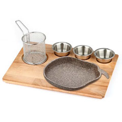 Altınbaşak Doğal Masif Fajita Sunum Seti Granit Döküm Avakado, 35x26 cm - Altınbaşak