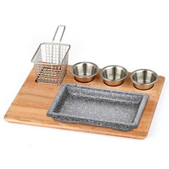 Altınbaşak Doğal Masif Fajita Sunum Seti Granit Döküm Kare 35x26 cm - Altınbaşak