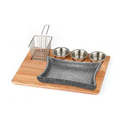 Altınbaşak Doğal Masif Fajita Sunum Seti Granit Döküm Marmaris 35x26 cm - Altınbaşak