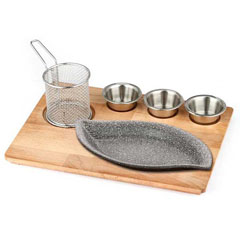 Altınbaşak Doğal Masif Fajita Sunum Seti Granit Döküm Yaprak 36.5x27.5 cm - Altınbaşak