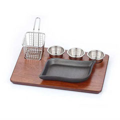 Altınbaşak MDF Fajita Presentation Set Teflon Cast Iron Bodrum 35x26 cm - Altınbaşak