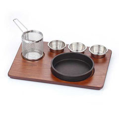 Altınbaşak MDF Fajita Presentation Set Teflon Cast Iron Casserole 35x26 cm - Altınbaşak
