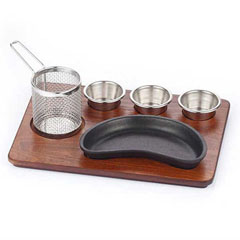 Altınbaşak MDF Fajita Presentation Set Teflon Cast Iron Kidney Pan 35x26 cm - Altınbaşak