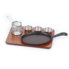 Altınbaşak MDF Fajita Sunum Seti Teflon Döküm Büyük Saplı, 35x26 cm - Altınbaşak