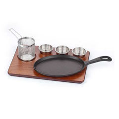 Altınbaşak MDF Fajita Sunum Seti Teflon Döküm Saplı 35x26 cm - Altınbaşak