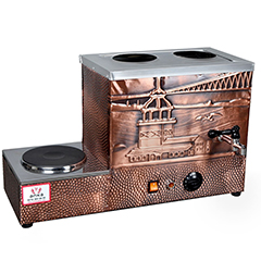 Anka Eko Elektrikli Çay Kazanı, 2 Demlikli, 24 Litre, Pleytli, Bakır - Anka