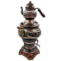 Anka İşB1 Samovar, Electric, 1 Teapot, 7 Liter, Embroidered Copper - Anka