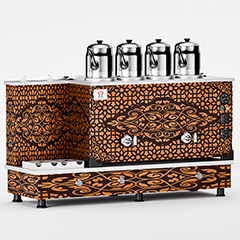 Anka Turbo Full Automatic Gas Tea Boiler, 4 Kettles, 40 Liters, Copper - Anka