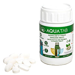 AquaTab A002-1 Matara, Şişe ve Termos Temizleme Tableti, 3 gr, 50 Tablet - AquaTab