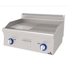 Atalay Countertop Electric Grill, Half Ribbed Half Flat, Chrome Surface, 80x60x30 Cm, E AEI 860 ND CR - Atalay