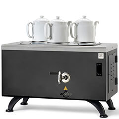 Ateşe Efes Digital Tea Urn, 3 Demlikli, Electric, Static Painted, Black - Ateşe