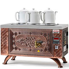 Ateşe Efes Smart Tea Boiler, 3 Teapots, Electric, Retro Copper - Ateşe