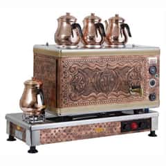 Ats Sİlver Antique Copper Tea Boiler, 3 Kettles, Electric+Gas - Öztiryakiler