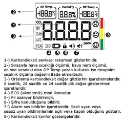 AZ 7732 Karbondioksit Sıcaklık Nem Ölçer - 5