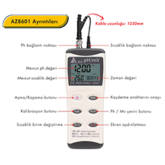 AZ 8601 Portatif Ph ve Orp Ölçer, BNC Bağlantılı - 4