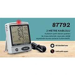 AZ 87792 Alarmlı İç ve Dış Sıcaklık Göstergesi, İç Nem Ölçerli - 3