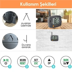 AZ 88081 Profesyonel Sıcaklık ve Nem Ölçer, Kayıt Özellikli - 4
