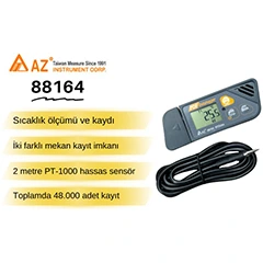 AZ 88164 Wired Temperature Recording Device, For Cold Measurements -100C - 2