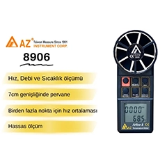 AZ 8906 Profesyonel Hava Hızı ve Hava Debisi Ölçer - 2