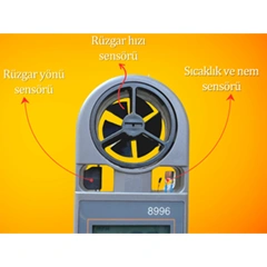 AZ 8996 Profesyonel Mini Rüzgar Hızı Ölçer, Çoklu Özellikli - 4