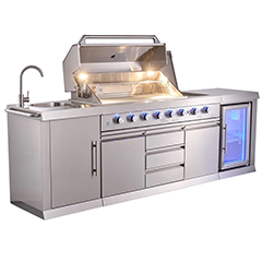 Berfmann BRGG-275S 6+2 Barbecue and Refrigerator Outdoor Kitchen Set - Berfmann