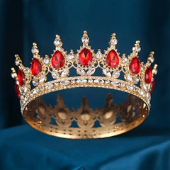 Beysa Metal Pasta Tacı, Altın Kırmızı Taşlı - Beysa