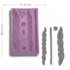 Beysa Saç Örgüsü Silikon Şeker Hamuru Kalıbı, 20,5x11,5 cm - Beysa