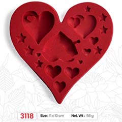 Beysa Surenapart M3118 Kalp Silikon Şeker Hamuru Kalıbı, 11x10 cm - Beysa