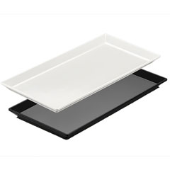 Biradlı Açık Büfe Pastahane Sunum Tepsisi, 35x17x2 cm Siyah-Beyaz - Biradlı