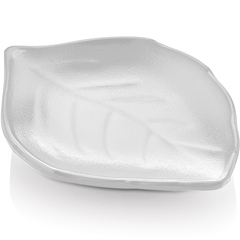 Biradlı Açık Büfe Sunum, Yaprak, Minimal, 11,4x8,6x2 cm, Beyaz - Biradlı