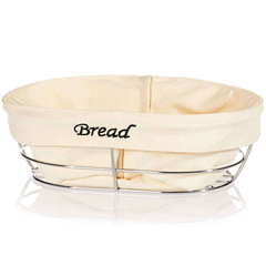 Biradlı Oval Bread Basket, White Cloth, 26x17x6.5 cm - Biradlı