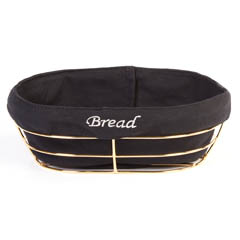 Biradlı Oval Ekmek Sepeti, Bezli, 26x17x6,5 cm, Altın - Biradlı