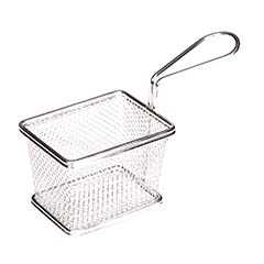 Biradlı Patates Sunum Sepeti, Kare, Tek Kulplu, 10x7,5x7,5 cm - Biradlı