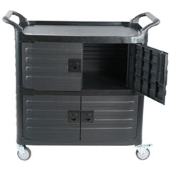 Biradlı Plastic Monoblock Service Cart, With Lid, Black, 53x106x100 cm - 2
