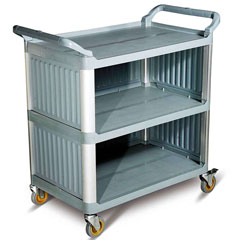 Biradlı Plastik Monoblok Servis Arabası Gri, 52x96x107 cm - Biradlı