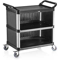 Biradlı Plastik Monoblok Servis Arabası Siyah, 52x96x107 cm - Biradlı