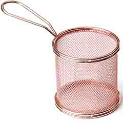 Biradlı Potato Presentation Basket, Round, 9x8.5 cm, Copper Color - Biradlı