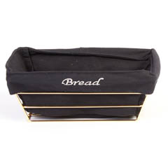 Biradlı Rectangular Bread Basket, with Cloth, 22x16x7.5 cm, Gold - Biradlı