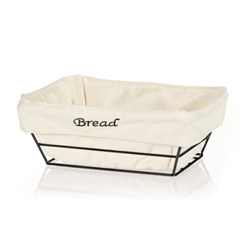 Biradlı Rectangular Bread Basket with White Cloth, 22x16x7.5 cm, Black - Biradlı