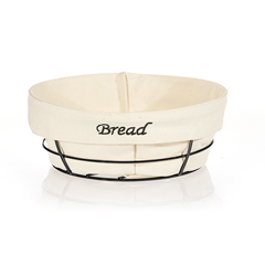 Biradlı Round Bread Basket, White Cloth, 23x23x8.5 cm - Biradlı