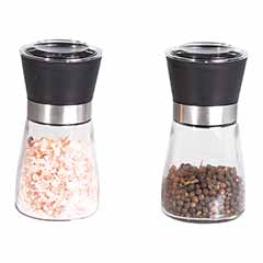 Biradlı Salt and Pepper Mill, Glass, 13 cm, Plastic Cap - Biradlı