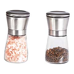 Biradlı Salt Pepper Mill, Glass, 13 cm, Steel Headed - Biradlı